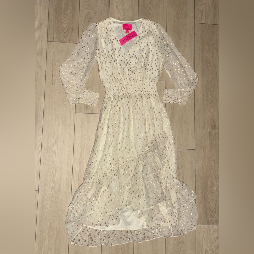 Lilly Pulitzer Gold Foil Maxi Dress – Size 8 (NWT)